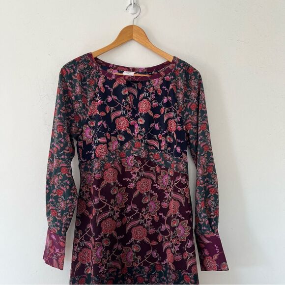 Cabi "Festive" Jewel Tone Floral Patterns Long Sleeve Round Neck Maxi Dress - Picture 11 of 14